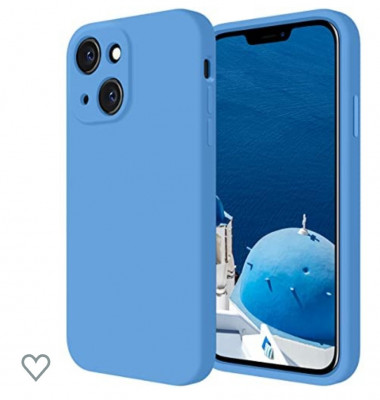 Husa silicon protectie camera cu microfibra in interior Iphone 13 Albastru Ocean foto