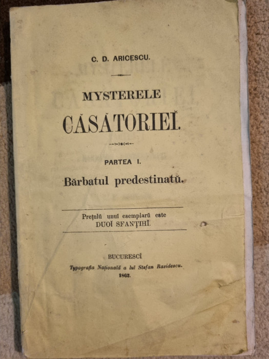 1862-misterele casatoriei - barbatul predestinat-scriere chilirica-cu semantura