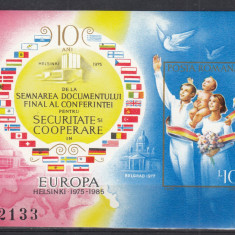 ROMANIA 1985 LP 1126 - 10 ANI C.S.C.E. HELSINKI COLITA NEDANTELATA MNH