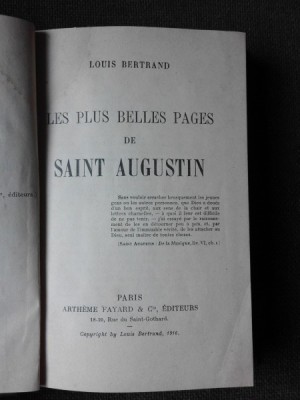 LES PLUS BELLES PAGES DE SAINT AUGUSTIN - LOUIS BERTRAND foto