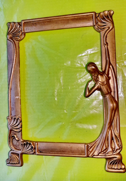 E996-Rama mica oglinda-foto stil Art Noveau alama masiva-FATA LA OGLINDA.