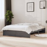 VidaXL Cadru de pat Double 4FT6, gri, 135x190 cm, lemn masiv
