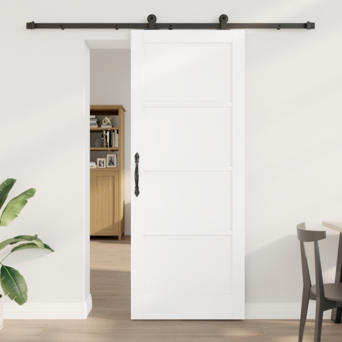 Ușa glisantă vidaXL cu set de hardware &#039;ORKDAL&#039;Alb Lemn Solid Pin