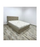 Pat Complet Tapitat Paris Crem Catifea + Saltea 20CM Grosime