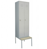 VESTIAR METALIC COMPARTIMENTAT CU 2 USI SI BANCUTA, 800x700x2200 mm (LxlxH), ECO+