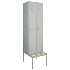 VESTIAR METALIC CU 2 USI SI BANCUTA, 600x700x2200 mm (LxlxH), ECO+