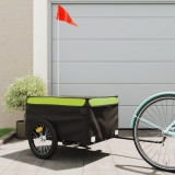 VidaXL Remorcă pentru biciclete, negru și verde, 45 kg, fier