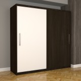 Dulap Dormitor Nova Eco 200 cm x 200 cm fara oglinda, wenge cu usi glisante alb wenge