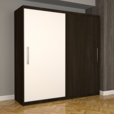 Dulap Dormitor Nova Eco 200 cm x 200 cm fara oglinda, wenge cu usi glisante alb wenge