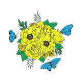 Sticker decorativ, Buchet de flori, Galben, 60 cm, 1170ST-11