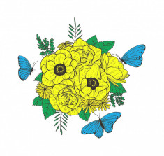 Sticker decorativ, Buchet de flori, Galben, 60 cm, 1170ST-11 foto