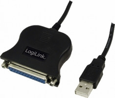 CABLU USB LOGILINK adaptor, USB 2.0 (T) la Paralel (D-Sub 25-pin), 1.5m, conecteaza port USB cu imprimanta cu port paralel, negru, &amp;quot;UA0054A&amp;quot; foto