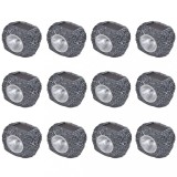 Cumpara ieftin Outdoor Reflector LED cu energie solară, formă de piatră, 12 buc.