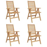 Set 4 Scaune Gradina vidaXL Pliabile, Lemn Tec Maro, 52x64.5x108cm, Rezistent 110kg