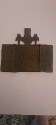 Icoana triptic din bronz de calatorie Rusia secol 19 foto