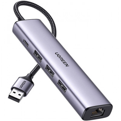 Adaptor placa de retea Ugreen 60554 USB 3.0 (T), RJ-45, USB 3.0, Type-C, argintiu foto