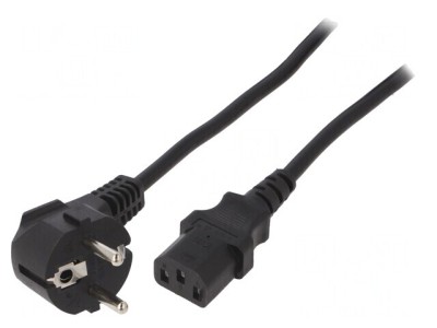 Cablu Alimentare 3x1mm2 cu Ștecăr Unghiular și Conector IEC C13 foto
