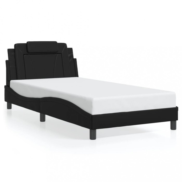 vidaXL Cadru de pat cu tăblie, negru, 100x200 cm, piele ecologică 3208075