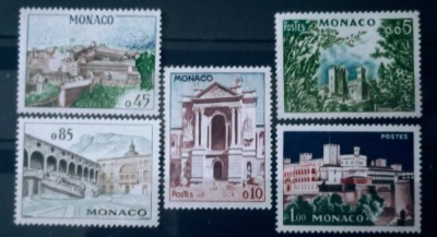 Monaco 1960 arhitectura, clădiri serie 5v.NESTAMPILATA foto