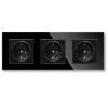 Priza Tripla iUni WS3 Sticla Securizata 16A Neagra | Standard EU, Impamantare, Protectie Copii, Ignifuga, Montaj Universal
