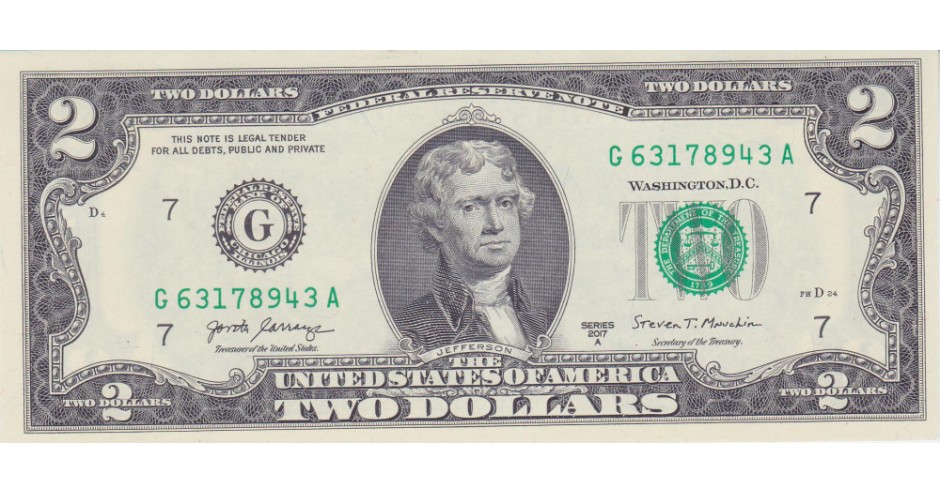 Bancnota Statele Unite ale Americii 2 Dolari 2017A - UNC ( G = Chicago ...