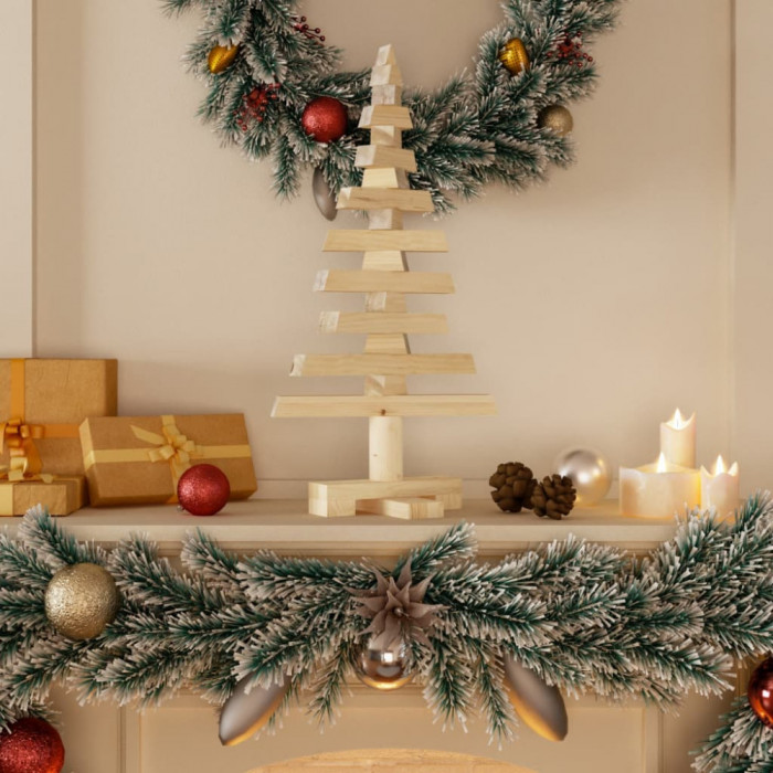 vidaXL Brad de Crăciun din lemn decorativ, 60 cm, lemn de pin masiv