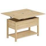 HOMCOM Masă de cafea rabatabilă și extensibilă masă de salon cu compartiment ascuns raft deschis 100x45x50,5cm lemn natural | Aosom Romania