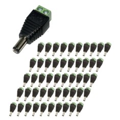Set 50 conectori alimentare CCTV tip tata 2.1 5.5 mm cu prindere surub, adaptor pentru alimentare camere supraveghere compatibil cablu alimentare sau
