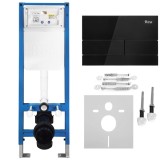 Set Cadru &Icirc;ngropat Slim 024N pentru WC cu Buton T Black Glass