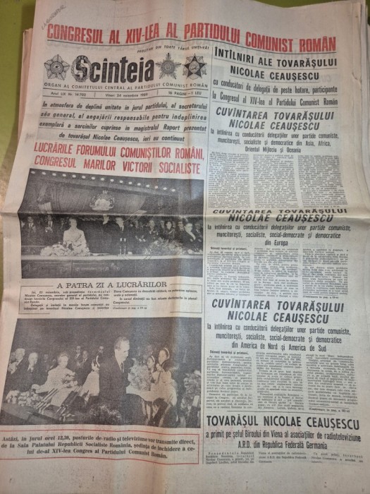 ziarul scanteia 24 noiembrie 1989 - congresul al 14-lea al partidului comunist roman