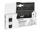 Markere pentru textile Opak BlackWhite Kreul, 4 bucati set