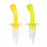 Cumpara ieftin Set 2 dopuri picuratoare pentru sticle, galben si verde, dozatoare cu capac pentru vin, ulei, otet si lichide