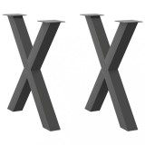 vidaXL Picioare de masă &icirc;n formă de X, 2 buc., antracit, 80x(72-73) cm, oțel 4012982