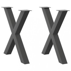 vidaXL Picioare de masă &icirc;n formă de X, 2 buc., antracit, 80x(72-73) cm, oțel 4012982