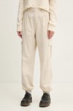 Tommy Jeans pantaloni femei, culoarea bej, fason cargo, high waist, DW0DW18592