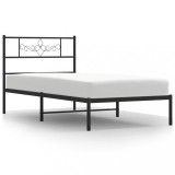 Cumpara ieftin Cadru pat metalic cu tablie, negru, 90x200 cm
