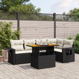 vidaXL Set mobilier de grădină cu perne, 6 piese, negru, poliratan 3271742