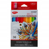 Cumpara ieftin Set 36 Creioane Color DACO, 36 Culori, Corp Triunghiular din Lemn, cu Ascutitoare, Creioane Colorate, Creioane DACO, Set Creioane Colorate, Creion Col
