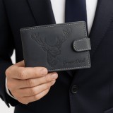 Portofel barbati piele naturala personalizat cu Cerb, Compatibil cu Buletin, Carduri, Bancnote, Protectie RFID