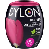 Vopsea Textile Dylon Tulip Rosu, Vopsire in Masina de Spalat, Bumbac, In, Canepa, Lana, Polyester - Culoare Rezistenta, Usor de Utilizat