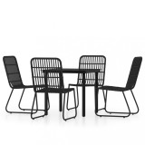 Set de servit masa pentru gradina, 5 piese, negru