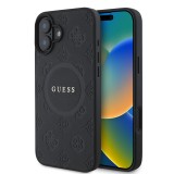 Husa Guess Saffiano Peony Classic Logo MagSafe iPhone 16, negru, GUHMP16SPSAPSMEK