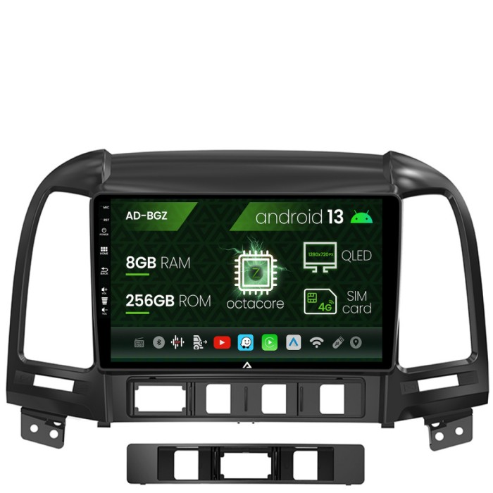 Navigatie Hyundai Santa Fe (2006-2012), Android 13, Z-Octacore 8GB RAM + 256GB ROM, 9 Inch - AD-BGZ9008+AD-BGRKIT210