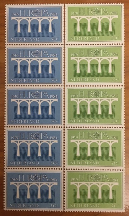 Netherlands 1984 5 x Europa CEPT in block Mi.1251-1252 MNH CC.019