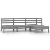 Gossi set mobilier de gradina, 4 piese, gri, lemn masiv de pin