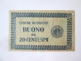 Rara! Italia-Trieste 20 Centesimi 1945 ocupatia partizanilor lui Tito WWII,bancnota din imagini la cel mai mic pret