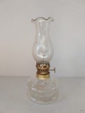 Lampa petrol gaz lampant, decor rustic, cu fitil, metal si sticla, 19 cm