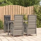 VidaXL Set mobilier de grădină cu perne, 5 piese, gri, poliratan 3185025