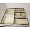 Organizator sertar pentru lenjerie intima, tip cutie cu partitii, set 3 in 1, 6 piese, bej cu margini cafea, Flippy