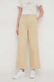 Pepe Jeans pantaloni Tasha femei, culoarea bej, drept, high waist